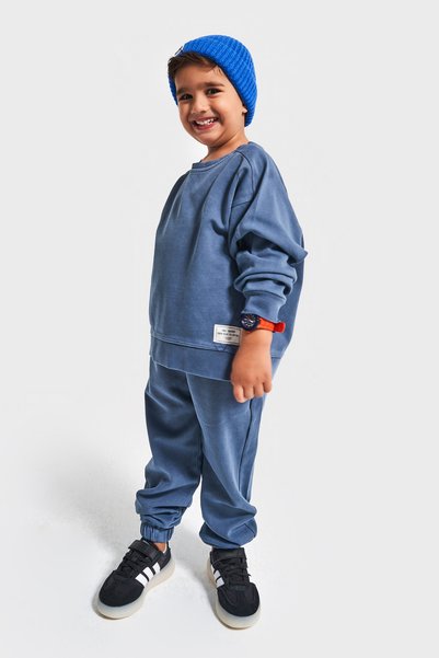 poozkids Crew Neck Unisex Basic Model Children's Tracksuit Set