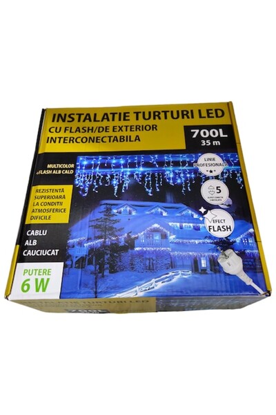 Led Turturi installation 700 lights, 35 meters, outdoor, blue + warm white flash, IP44