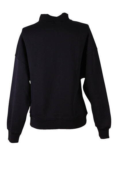 trender Mock Neck Zippered Black Women's Sweatshirt 26Kl71S95008