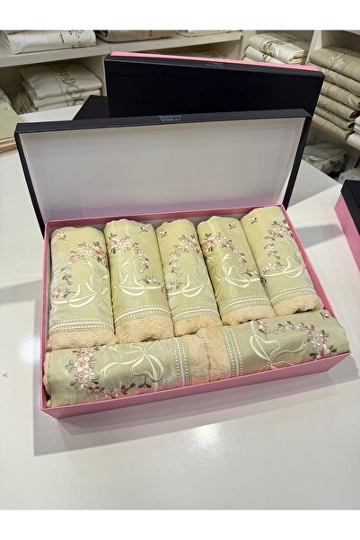 incisecrethome Embroidered Bamboo Face Towel 50X90 – Box of 6 – Soft & Absorbent Premium Towel Set