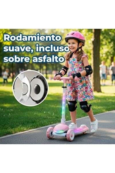 STAR TOYS Three-wheeled children's scooter with LED lights – pink