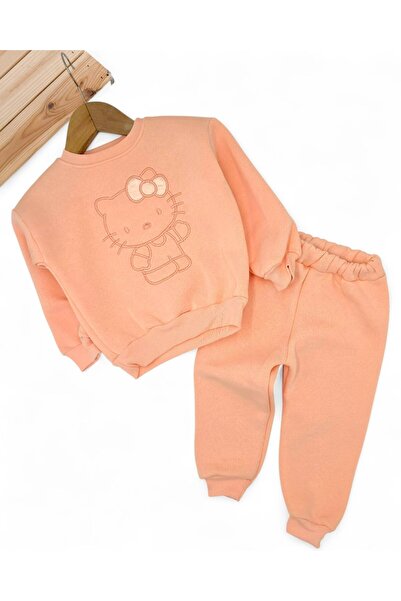 Egelite Girl's Winter Thick 3-Thread Fleece-Lined Tracksuit Set for Ages 2-3-4-5 Years, Upper and Lower Parts Are Narrow Fit.