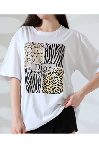 ZENGEZUR MALL Mtxdpn Mixed Pattern Oversized T-Shirt White (232644) (Size: m)