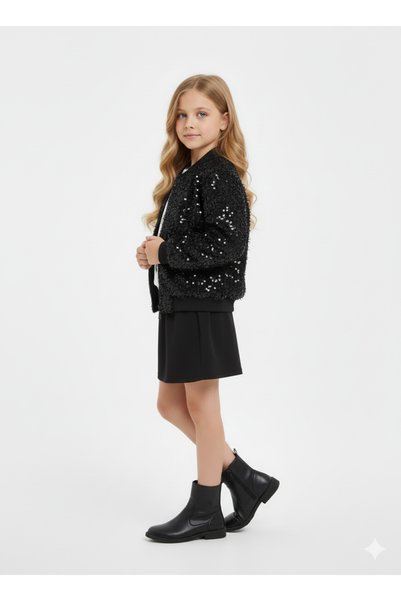 inebolu kids Sequined Zippered Sequined Jacket for Girls