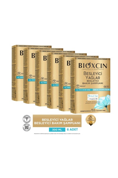 Bioxcin Șampon cu uleiuri nutritive pentru păr uscat și deteriorat 6X300 ml