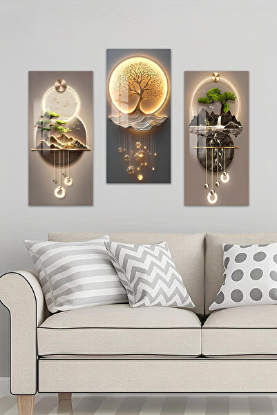 kutuTR 3D Görünümlü Temperli Cam Tablo Set–Doğal Manzara & Aydınlatma Efektli 30x60cm Işıklı Değil - DCS003