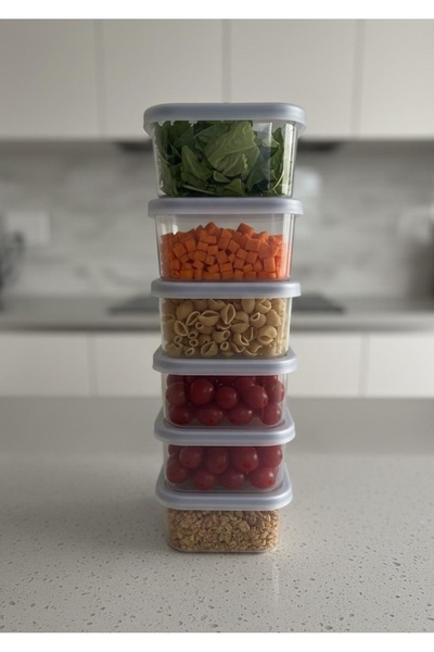 HomeBasics حاوية تخزين بلاستيك شفاف 6 قطع 400 مل