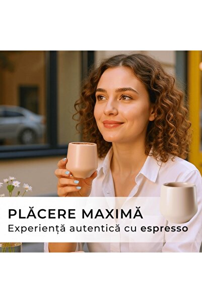 MIAMIO Set of 4 Espresso coffee cups, Luxe collection, ceramic, pastel beige, 90 ml