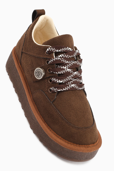 Limoya Serina Brown Suede Lace-Up Women's Casual Shoes