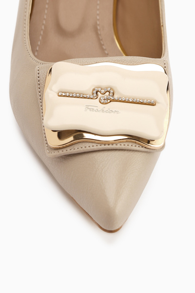 Limoya Judita Beige Buckle Women's Heeled Shoes