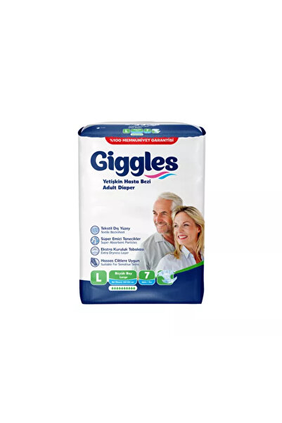 giggles Adult Diapers, 10 drops, Size L (100–150 cm), 7 pcs