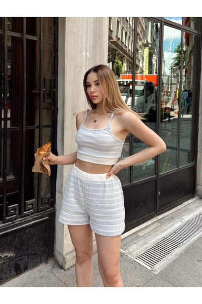 ZENGEZUR MALL MTXDPN Σετ με ριγέ σορτς γκρι S3978 (232609) (Μέγεθος: M)