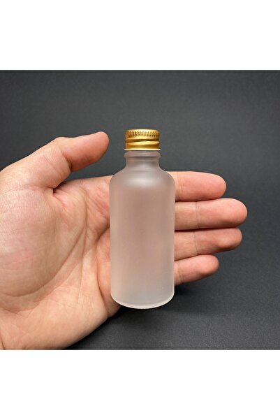 Rotanev 10Pcs Frosted Clear Glass Shot Bottle Leakproof Gold Metal Lid Fragrance Ornament Multi-Purpose Bottle 50ml