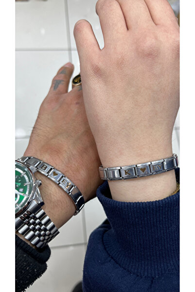 Çelik Harf İşlemeli Çift Bilekliği - Zarif ve Anlamlı Hediye