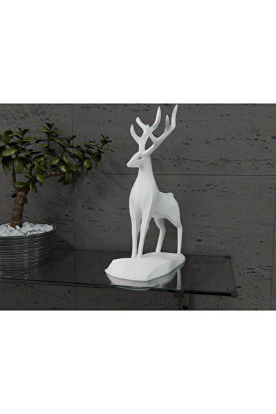 HyperDesign Modern Geometrik Geyik Dekor Objesi – Minimalist Beyaz Masa Üstü ...