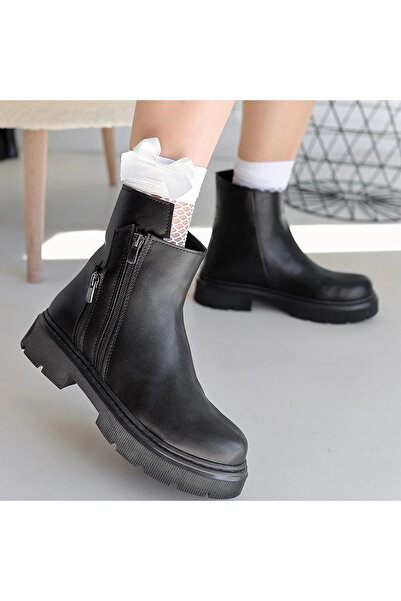 ZENGEZUR MALL Mtxdpn Mint Black Leather Boots with Zipper Accessories (00448) (Size: 39)