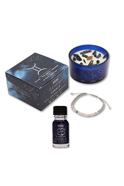 Ancient wisdom Set cadou cu zodii | Lumânare cu cristale, brățară cu pietre ș...