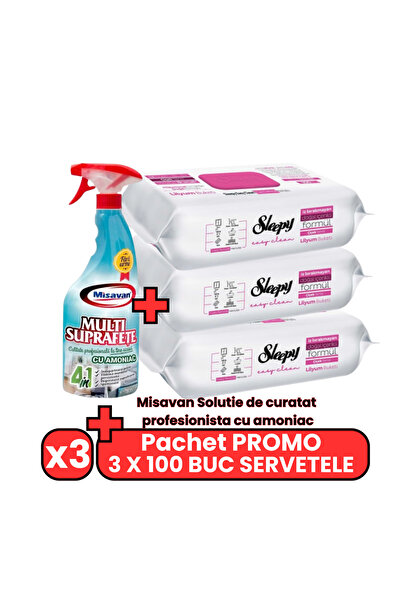 Sleepy Pachet PROMO Misavan Profesional Multisuprafete + 3 x 100Buc Șervețele...