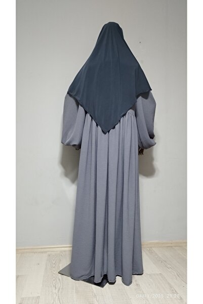 AHRAR tesettür Short Length Sandy Souffle Khimar Ready Made Hijab Scarf Smoked