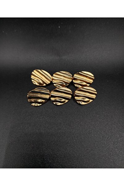 NESGO MODA Set of 6 Luxury Gold Metal Buttons - Wavy Patterned Footed Jacket ...