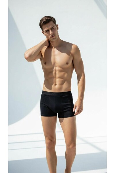 Plus Scorpion Ανδρικό Σετ Μπόξερ 6 τεμαχίων – Μαύρο Χρώμα Ελαστικό Μοντάλ με Ελαστική Μέση