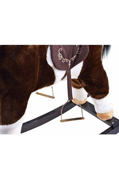 Toys Musical Rocking Horse, Galloping and Neighing Sounds, Soft Velvety Plush, 70x73x28 cm, Dark Brown