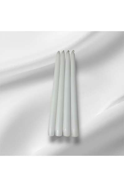 Beyaz Şamdan Mumu 25 cm – 4 Adet Uzun İnce Dekoratif Mum