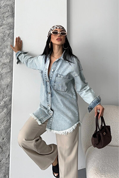 civetta Tassel Detailed Snow Wash Jean Jacket - Blue