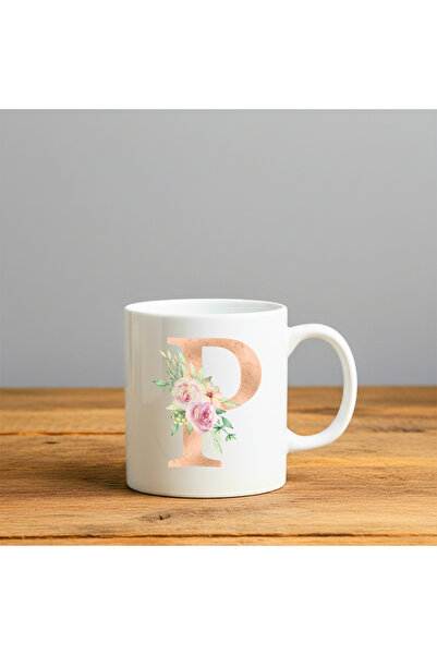Dekor P Letter Printed-Gift Ceramic Mug Cup