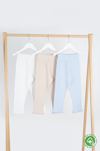 ÇİTİL 3-Pack Combed Cotton Corded Fabric Baby Tights 100% Cotton