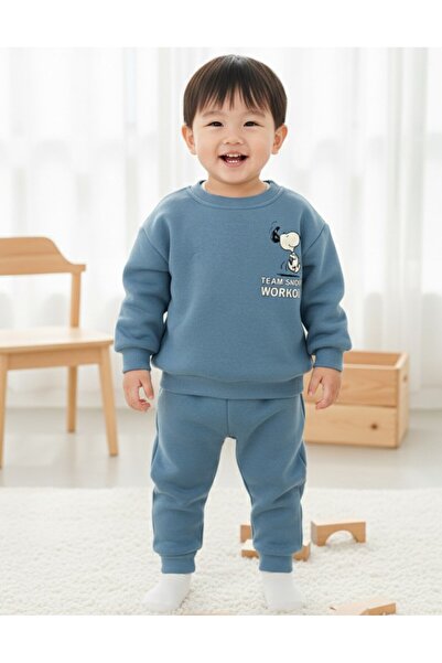 Egelite Boys' Winter Thick 3-Thread Fleece-Lined Tracksuit Set for Ages 2-3-4-5 Years, Upper and Lower Parts Are Narrow Fit.