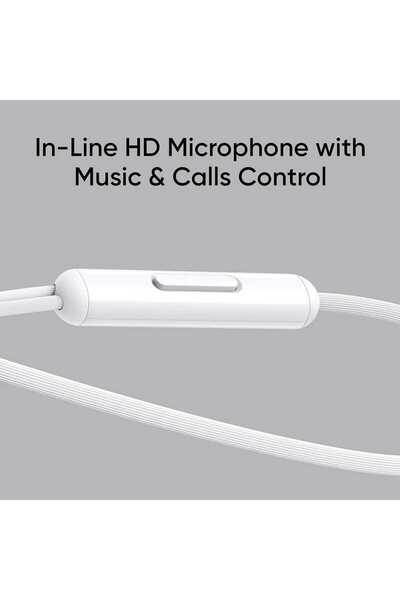 Generic Classic wired earphones with a high-definition microphone in white