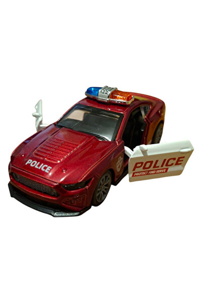 Vision XXI Ford Police Car, Metal Model, Diecast, Scale 1:32, Spring Mechanism, 12 cm, Red