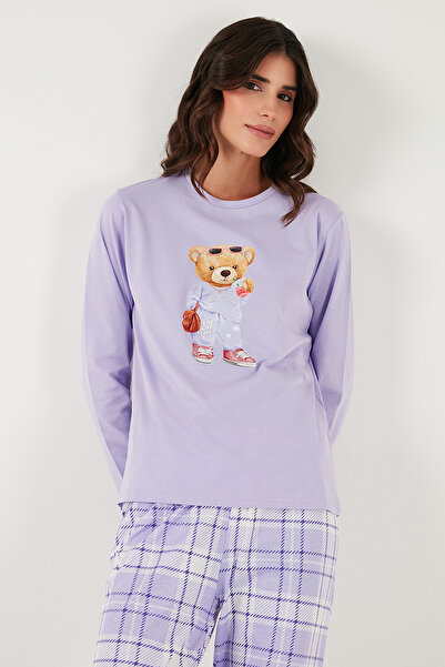 Lela Cotton Regular Fit Printed Crew Neck Pajama Set Pajama Set 65723314