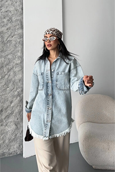 civetta Tassel Detailed Snow Wash Jean Jacket - Blue