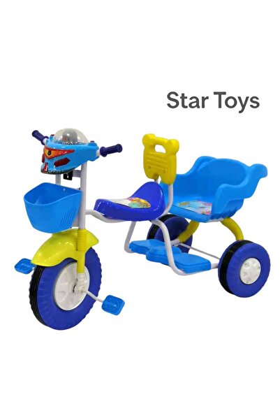 STAR TOYS Children's three-wheeled bicycle with a rear seat and front basket –
