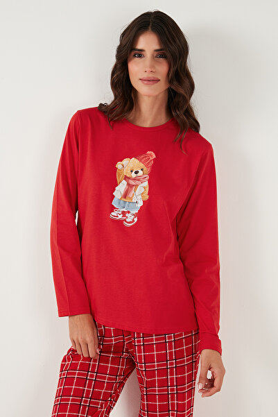 Lela Cotton Regular Fit Printed Crew Neck Pajama Set Pajama Set 65723313