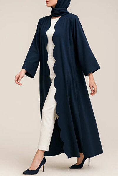 MayaCloset Wave Cut Detailed Long Woven Kimono & Kaftan & Abaya