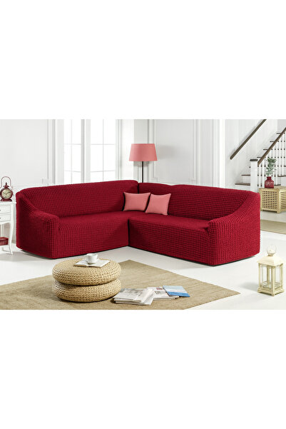 ELHAS BÜRÜMCÜK ETEKSİZ L KÖŞE koltuk örtüsü. 7 KİŞİLİK esnek, KÖŞE koltuk kıl...