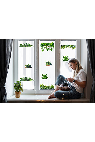 TELLGRAF مجموعة ملصقات كبيرة للزجاج والجدران بتصميم أوراق استوائية (44×30 سم،...