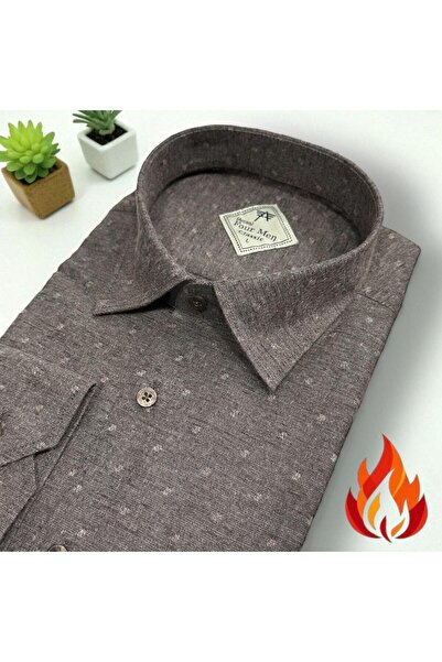 EREN STYLE Cămașă clasică din flanel de iarnă, 100% bumbac, cu mânecă lungă, ...