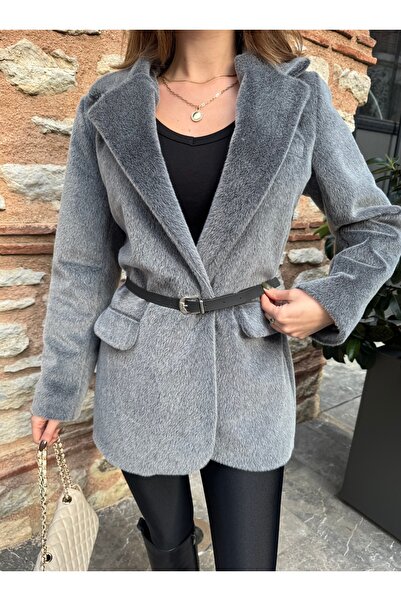 Lila Moda Tay Fur Belted Fur Fox Coat Jacket