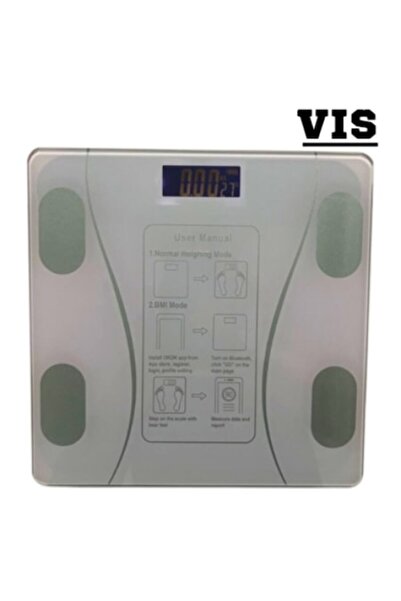 VİS LCD Bathroom Scale, LED Display, up to 180 kg, White, 26x26 cm