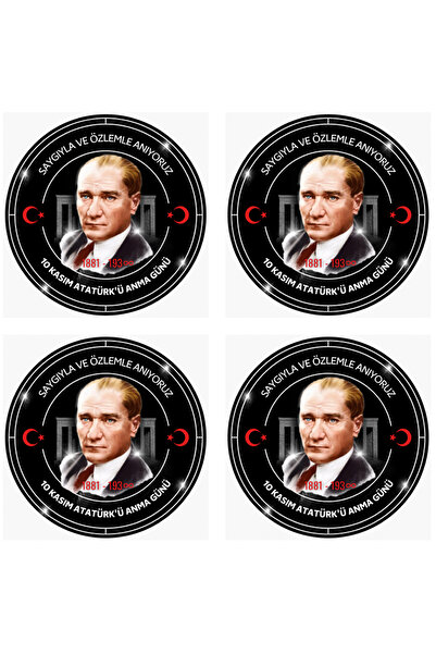 TELLGRAF مجموعة ملصقات أتاتورك ذات الطابع الخاص بتاريخ 10 نوفمبر (4×4 سم، 24 ...