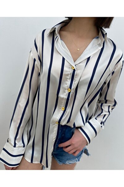 LYCIA LACİVERT ÇİZGİLİ GÖMLEK
