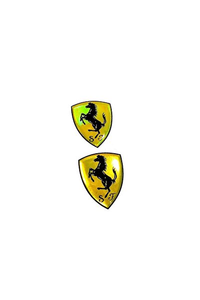 BsElektronik Yeni Nesil Hologramlı Ferrari S.F Arma Logolu Damla Sticker 2 Adet