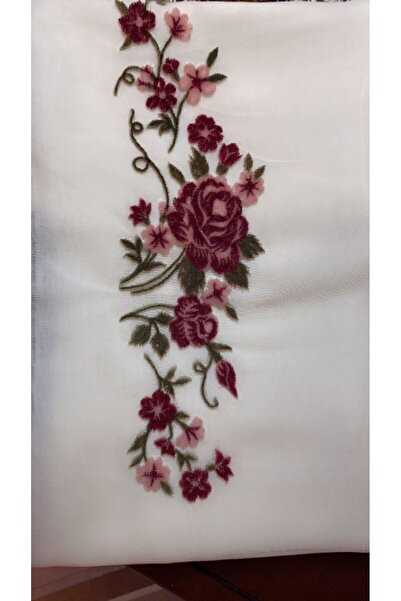 Veil Designer Boal veil with Japanese fabric, hand-embroidered red and white color, size: 60 * 190