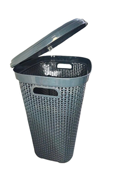 MURAT PLASTİK Laundry basket, with lid, Murat Plastik, 60 L, rattan type, durable plastic