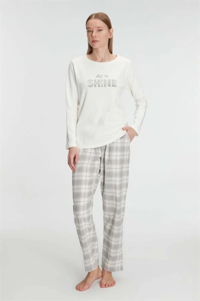 ARONA Anıl Long Sleeve Cotton Winter Pajama Set