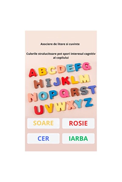 VİS Educational wooden puzzle game with numbers, letters and geometric shapes, multicolored